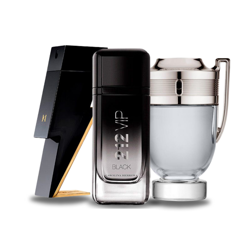 Combo 3 Perfumes - Bad Boy Carolina Herrera, 212 Vip Black Carolina Herrera e Invictus Paco Rabanne